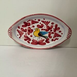 DERUTA CERAMICHE SMALL TRAY TRINKET DECOR ACCENT DINING CANDY WHITE PINK ITALY